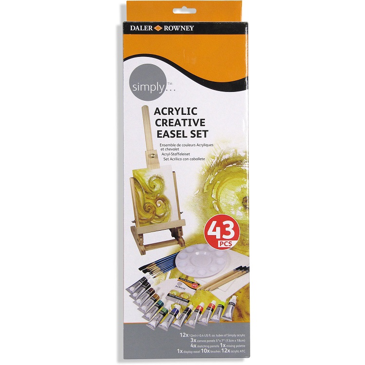 Set acrilic creativ cu șevalet Daler-Rowney Simply - 43 piese
