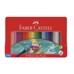 Creioane colorate acuarele - set de 36 de culori într-o cutie metalică