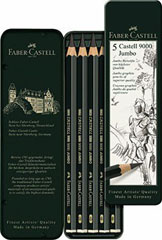 Creioane CASTELL 9000 Jumbo 5 buc - cutie din metal