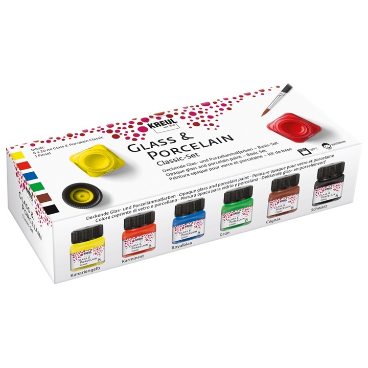 Culori pentru porțelan Brillant Hoby Line - set 6 x 20 ml pensulă