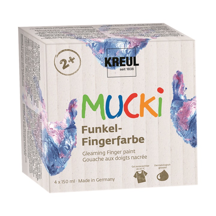 Culori strălucitoare - finger paint 150 ml MUCKI - set 4 x 150 ml