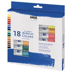 Set culori acrilice El Greco 18 x 12 ml  