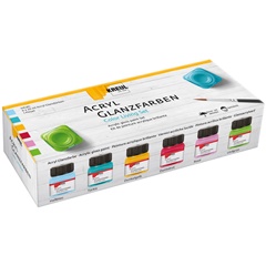 Set de vopsele acrilice lucioase KREUL 6 x 20 ml + pensulă