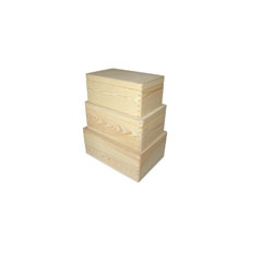 Set de cutii de lemn cu capac de decorare - 3 buc