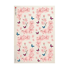 Hârtie de orez A3 Paper Design - Flori roz