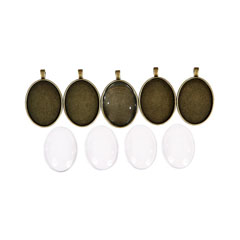 Pandativ metalic cu lentilă din sticlă PNT28198 30x40 mm - 5 buc