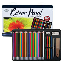 Set creioane colorate într-o cutie metalică Royal & Langnickel - 36 buc