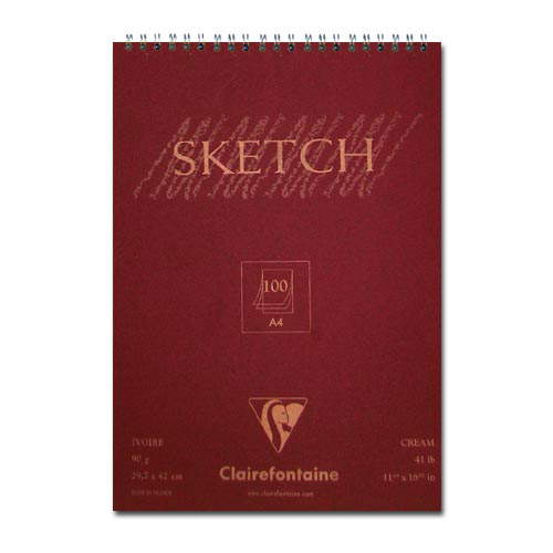 Sketchbook pentru cu spirala 100 coli A4/A3 Clairefontaine - crem | formate diferite