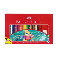 Creioane colorate acuarel Faber-Castell set 48 culori într-o cutie de metal