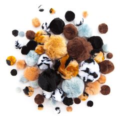 Acrilic Pom Poms cu modele de animale | 56 buc