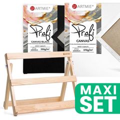 ARTMIE Set șevalet de masă cu pânză PROFI alb-negru 40x30 cm
