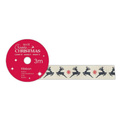 Bandă din bumbac 1.5cm x 3m - reni