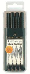 Carioci Art Pen PITT - set 4 [XS-S-F-M] negru