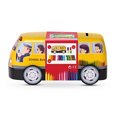 Carioci Faber-Castell in cutie din metal - autobus