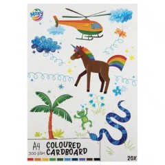 Carton colorat A4 - 10 culori, 20 foi, 300 GSM