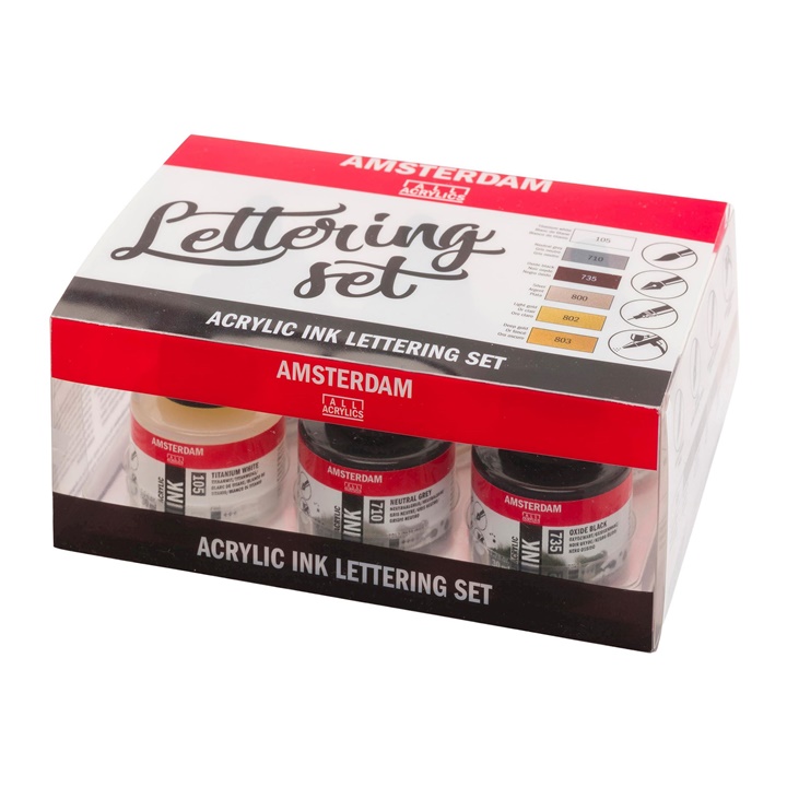 Cerneală acrilică Amsterdam - Lettering set - 6 x 30 ml