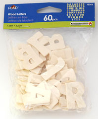 Litere din placaj - set 60 buc
