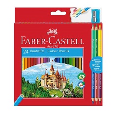 Creioane colorate Faber-Castell hexagonale / set de 24 culori
