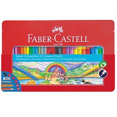 Creioane colorate Faber-Castell hexagonale / set de 28 culori 22 carioci
