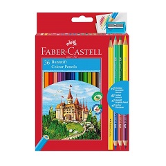 Creioane colorate Faber-Castell hexagonale / set de 36 culori