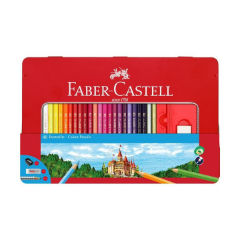 Creioane colorate Faber-Castell set de 48 de creioane colorate în cutie de metal 