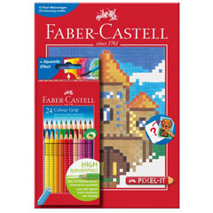 Creioane colorate acuarela Grip set 24 culori + pixel book 