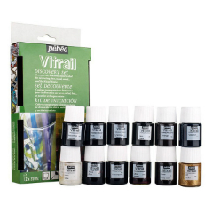 Culoare pentru sticlă Pebeo Vitrail Discovery set / 12 x 20 ml