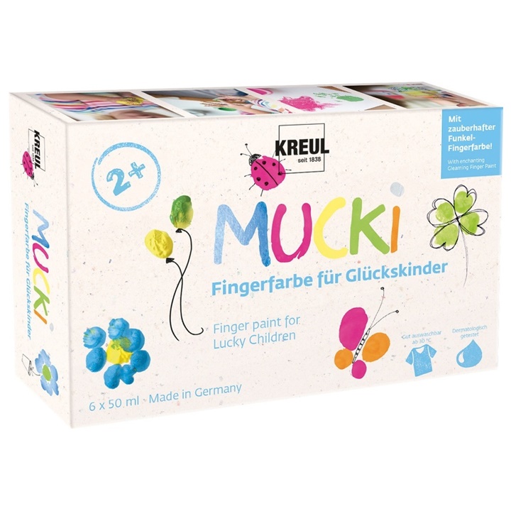 Culori pentru pictura cu degete MUCKI pentru fete   - KREUL 6 x 50 ml