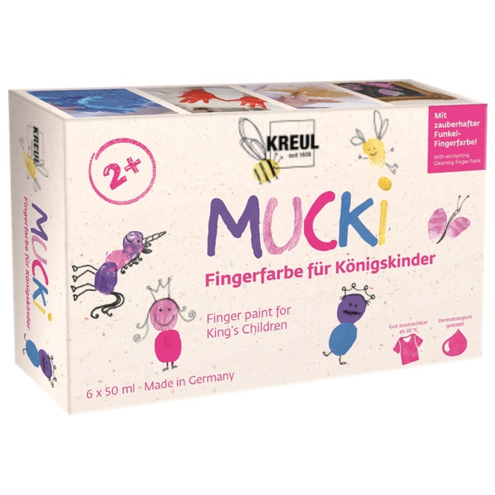 Culori pentru pictura cu degete MUCKI pentru fete   - KREUL 6 x 50 ml