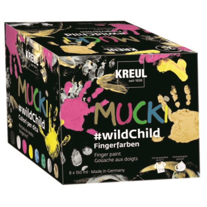 Culori pentru pictura cu degete MUCKI Wild Child - Premium Set 8 x 150 ml