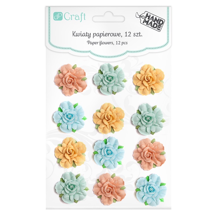 Flori pastelate din hârtie 3D - set 12 buc