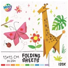 Foaie pliabilă colorată 15×15 cm - 120 coli - 70 GSM