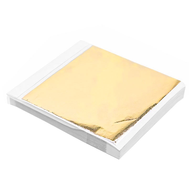 Frunză de aur metalică aurie pentru aurire 14 x 13 cm 100 coli