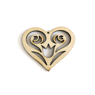Produs semifabricat din lemn pentru producția de bijuterii - inimă ornament 2