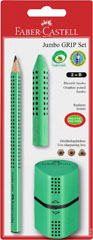 Jumbo Grip set Creion + radieră + ascuțitoare verde BL