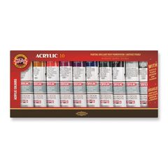 KOH-I-NOOR Acrylic 10 - Set de vopsea acrilică cu mediu și diluant