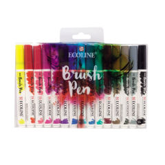 Markere acuarelă Ecoline Brush Pen - set de 15 produse