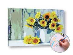 Paint by Numbers Floarea-soarelui în vază | Diverse opțiuni de încadrare