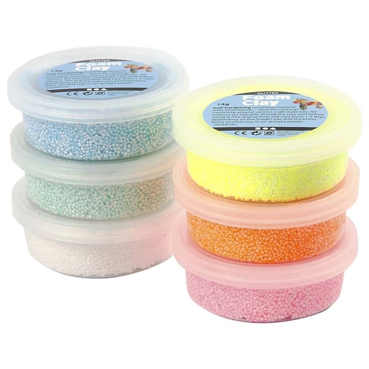 Pastă de modelat Foam Clay pastel glitter 6 x 14g