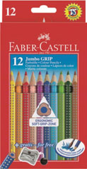 Creioane colorate Jumbo Grip set - 12 buc + ascutitoare