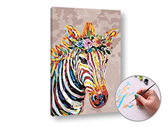 Pictură după numere ZEBRA CU FLORI | dificultate medie
