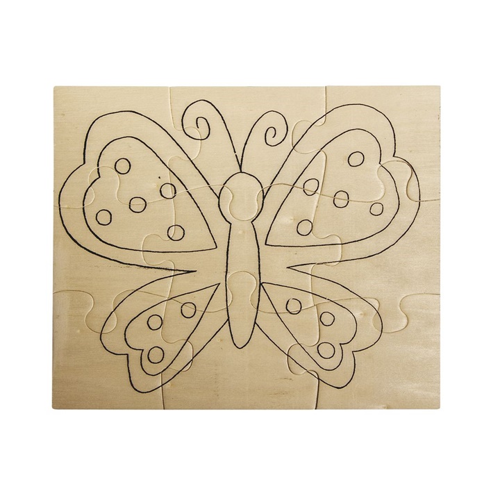 Puzzle din lemn - fluturas 17.6 x 14.7 cm 