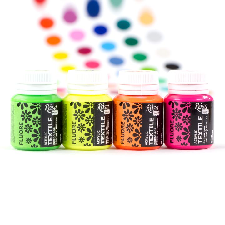 ROSA TALENT Vopsea acrilică fluorescentă pentru textile 20 ml | Diverse nuanțe