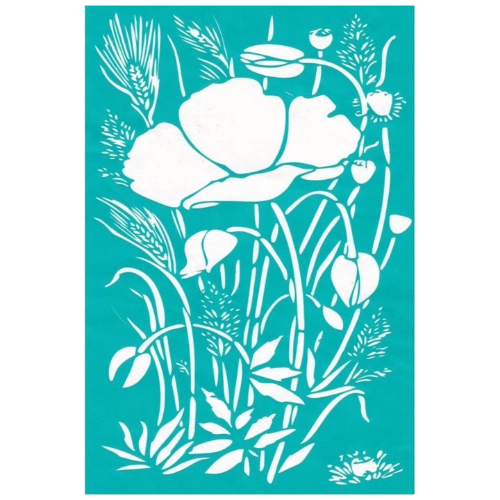 Șablon autoadeziv Flori de pășuni 20 x 14 cm