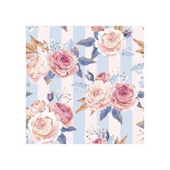 Șervețele decoupage - Pink Roses on Blue Stripes  - 1 buc