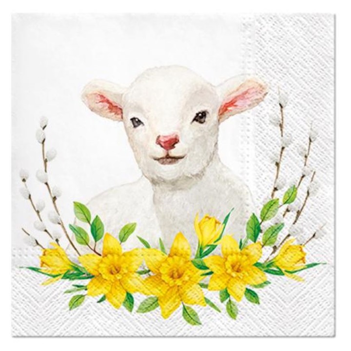Șervețele decupaj Lamb with Wreath - 1 buc