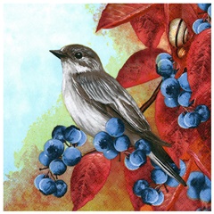 Servetele pentru decoupage Bird on Blackthorn - 1 buc