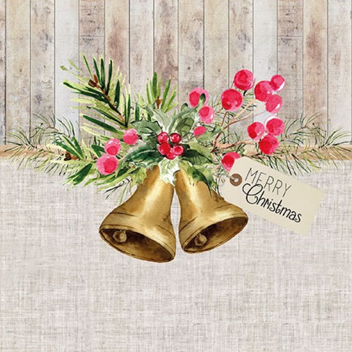 Servetele pentru decoupage Christmas Bells - 1 buc