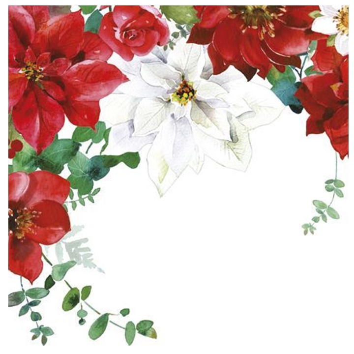 Șervețele pentru DECOUPAGE Christmas Flowers - 1 buc