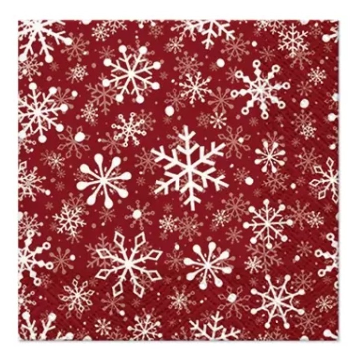 Șervețele pentru DECOUPAGE Christmas Snowflakes roșu - 1 buc
